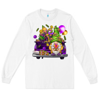 White Mardi Gras gnome on the truck Long Sleeve Tee - NancyCooperArtShop