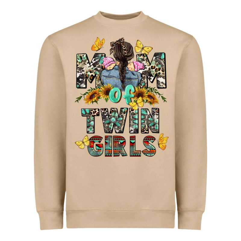 Mom Of Twin Girls Mother's Day Heavyweight Sweatshirt by CowGirlArtShop | Teevron
