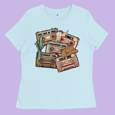 90s Country Cassette Tapes Ladies Tee Designed By Maliassmallbusiness
