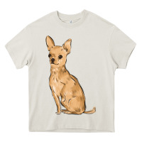 Cream chihuahua Heavy Core Tee - MaliasSmallBusiness