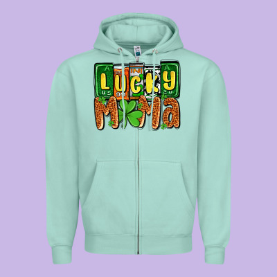 St. Patrick's Lucky Mama Zipper Hoodie Designed By Oliviacreatesart