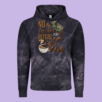 No Talkie Before Coffee Vintage Hoodie Designed By Barkaloodesign