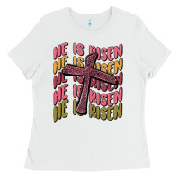White he is risen Ladies Tee - MaliasSmallBusiness