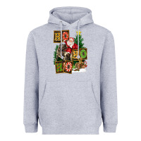Heather Grey Christmas Trex Ho Ho Ho Santa Heavyweight Hoodie - FaDigitalArtStudio
