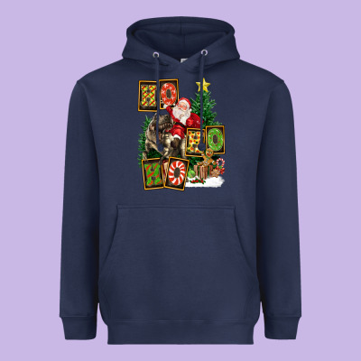Christmas Trex Ho Ho Ho Santa Heavyweight Hoodie Designed By Fadigitalartstudio