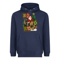Navy Christmas Trex Ho Ho Ho Santa Heavyweight Hoodie - FaDigitalArtStudio