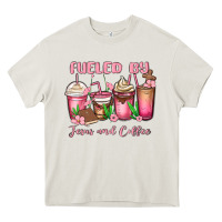 Cream fueled by jesus and coffee Heavy Core Tee - MaliasSmallBusiness