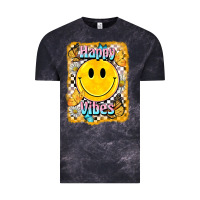 Cloud Black happy vibes smiley face Vintage Tee - BarkalooDesign