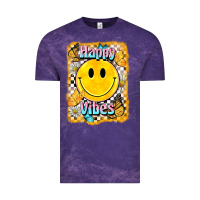Cloud Purple happy vibes smiley face Vintage Tee - BarkalooDesign