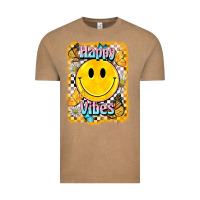 Vintage Coffee happy vibes smiley face Vintage Tee - BarkalooDesign