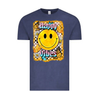 Vintage Denim happy vibes smiley face Vintage Tee - BarkalooDesign