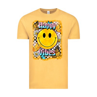 Vintage Mustard happy vibes smiley face Vintage Tee - BarkalooDesign