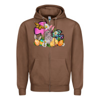 Chestnut Easter rabbits and cross Zipper Hoodie - OliviaCreatesArt