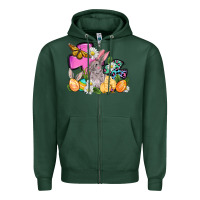 Sports Green Easter rabbits and cross Zipper Hoodie - OliviaCreatesArt