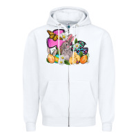 White Easter rabbits and cross Zipper Hoodie - OliviaCreatesArt