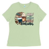 Matcha half coffee half bookworm Ladies Tee - MaliasSmallBusiness