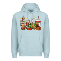 Blue Mist Christmas coffee cups with Bull Terrier Premium Hoodie - RanaPortraitStore