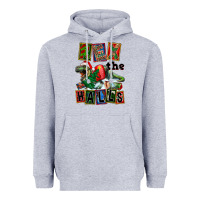 Heather Grey Rex The Halls Heavyweight Hoodie - FaDigitalArtStudio