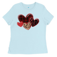 Baby Blue leopard hearts Ladies Tee - MaliasSmallBusiness