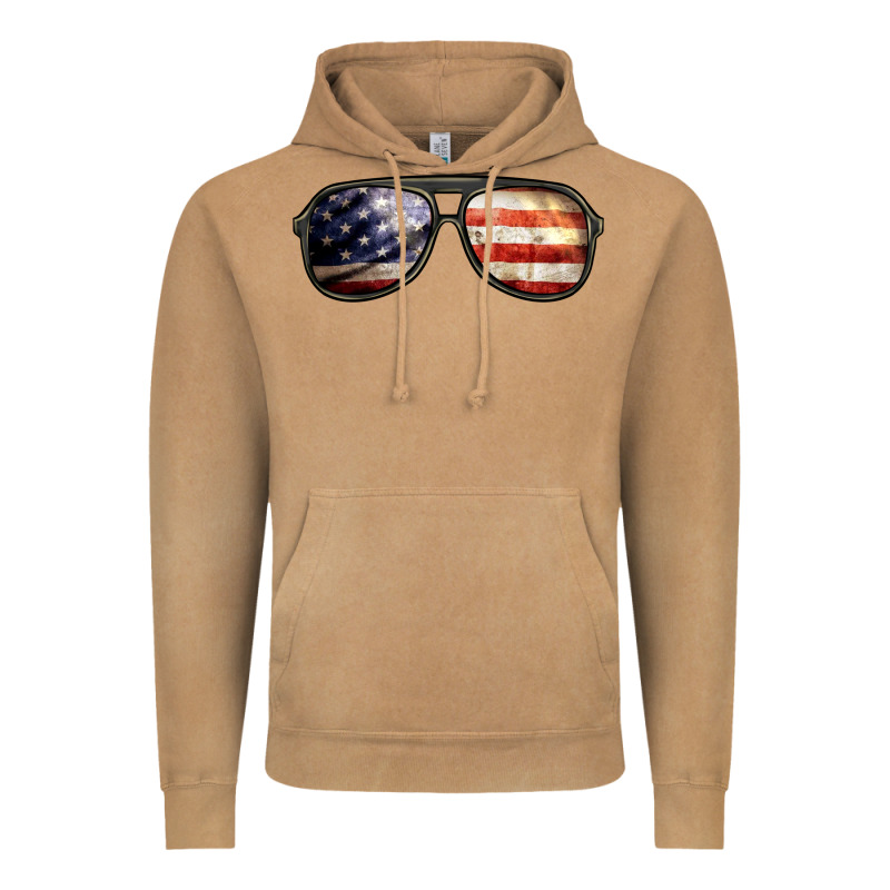 Amerıcan Flag Glasses Vintage Hoodie by BarkalooDesign | Teevron