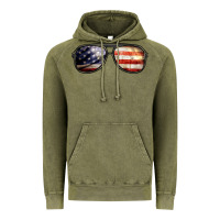 Vintage Olive amerıcan flag glasses Vintage Hoodie - BarkalooDesign