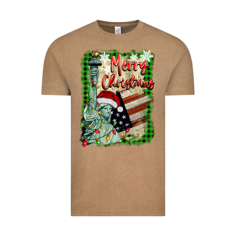 Merry Christmas  Statue Of Liberty Vintage Tee by BarkalooDesign | Teevron