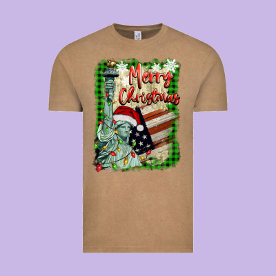 Merry Christmas  Statue Of Liberty Vintage Tee Designed By Barkaloodesign