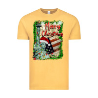 Vintage Mustard merry christmas  statue of liberty Vintage Tee - BarkalooDesign