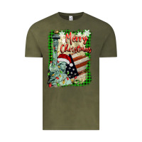 Vintage Olive merry christmas  statue of liberty Vintage Tee - BarkalooDesign