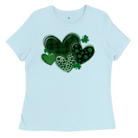 Baby Blue leopard hearts st patricks day Ladies Tee - MaliasSmallBusiness