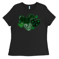 Black leopard hearts st patricks day Ladies Tee - MaliasSmallBusiness