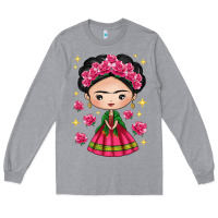 Heather Grey Mexican Girl Long Sleeve Tee - texasbilliewilder
