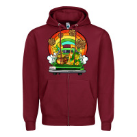 Burgundy St. Patrick's Day truck Zipper Hoodie - OliviaCreatesArt