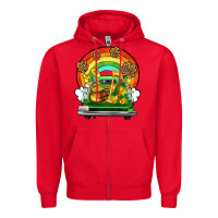 Red St. Patrick's Day truck Zipper Hoodie - OliviaCreatesArt