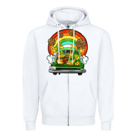 White St. Patrick's Day truck Zipper Hoodie - OliviaCreatesArt