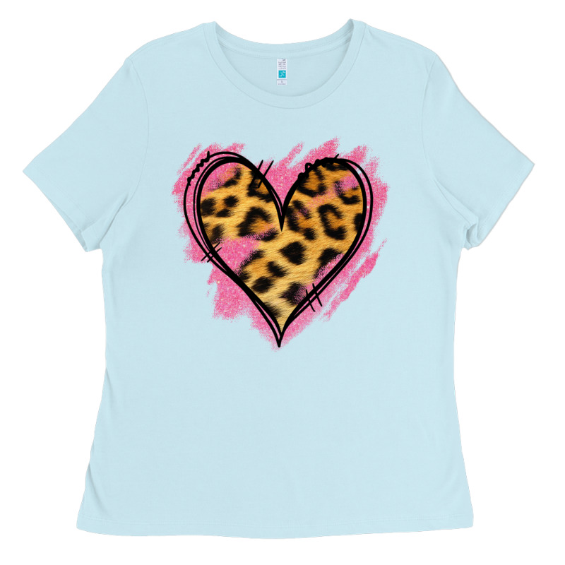 Leopard Pink Glitter Heart Ladies Tee by Jasminsmagicworld | Teevron