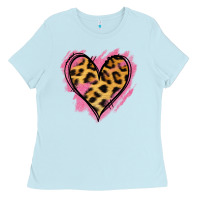 Baby Blue Leopard Pink Glitter Heart Ladies Tee - Jasminsmagicworld