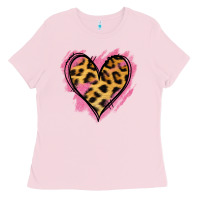 Bubblegum Pink Leopard Pink Glitter Heart Ladies Tee - Jasminsmagicworld