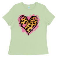 Matcha Leopard Pink Glitter Heart Ladies Tee - Jasminsmagicworld