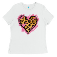 White Leopard Pink Glitter Heart Ladies Tee - Jasminsmagicworld