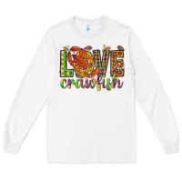 White Mardi Gras love crawfish Long Sleeve Tee - NancyCooperArtShop
