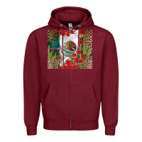 Burgundy Mexico flag Zipper Hoodie - FaDigitalArtStudio