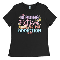 Black reading fiction is my addiction Ladies Tee - MaliasSmallBusiness