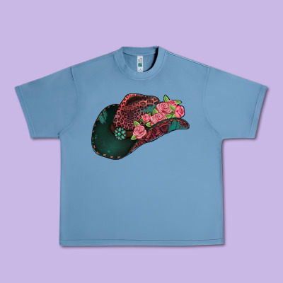 Leopard Flowers Cowboy Hat Urban Heavy Tee Designed By Jasminsmagicworld