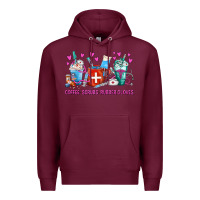 Burgundy Coffee Nurse Repeat Nurse Coffee Cups Premium Hoodie - FaDigitalArtStudio