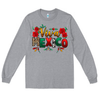 Heather Grey Viva Mexico Cinco De Mayo Long Sleeve Tee - texasbilliewilder