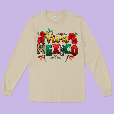 Viva Mexico Cinco De Mayo Long Sleeve Tee Designed By Texasbilliewilder