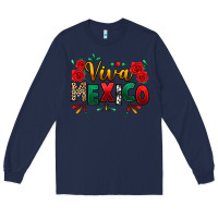 Navy Viva Mexico Cinco De Mayo Long Sleeve Tee - texasbilliewilder