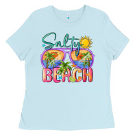 Baby Blue salty beach Ladies Tee - MaliasSmallBusiness