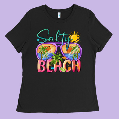 Salty Beach Ladies Tee Designed By Maliassmallbusiness